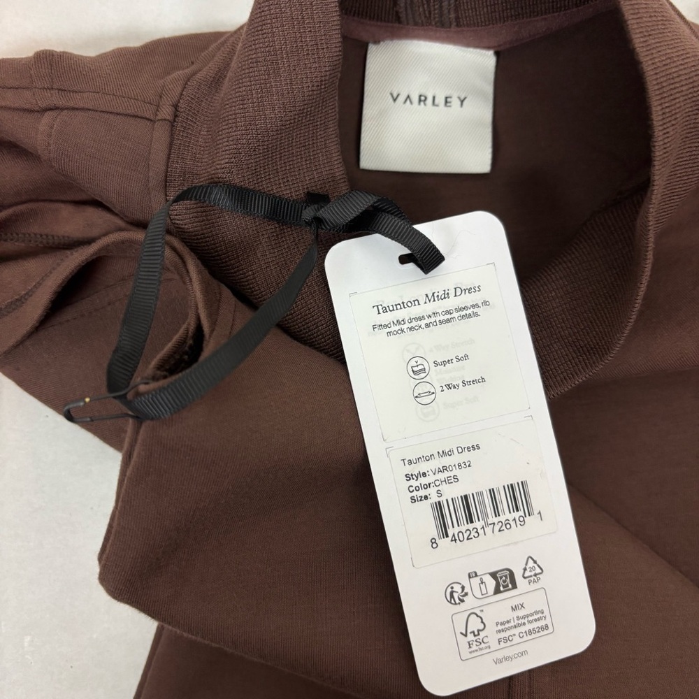 VARLEY Taunton Midi Dress in Chestnut Size S - Picture 6 of 10